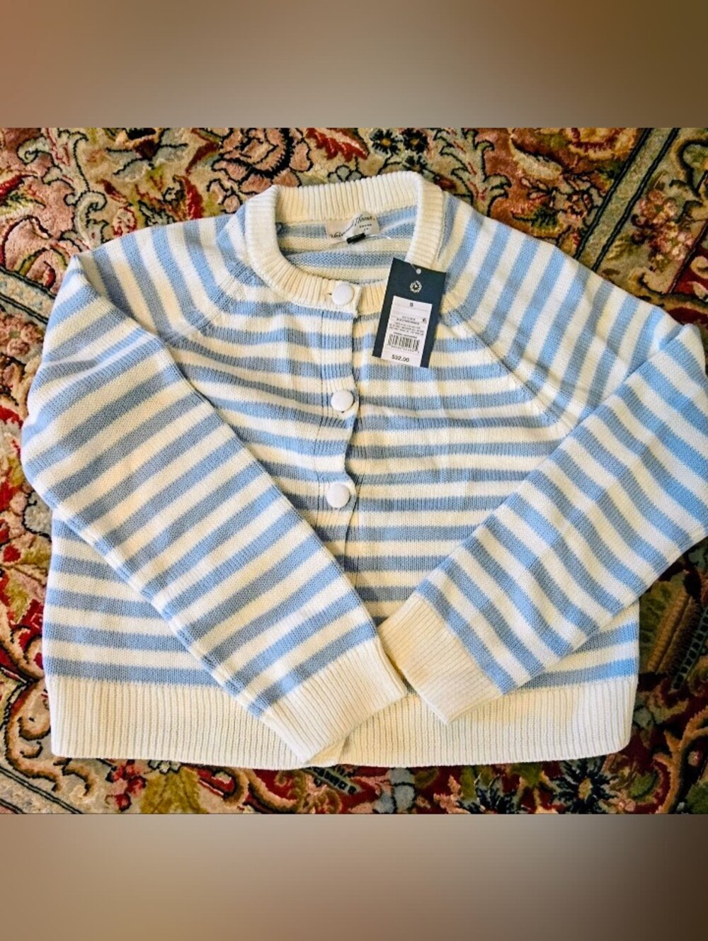 Ladies Crewneck Cotton Cardigan
